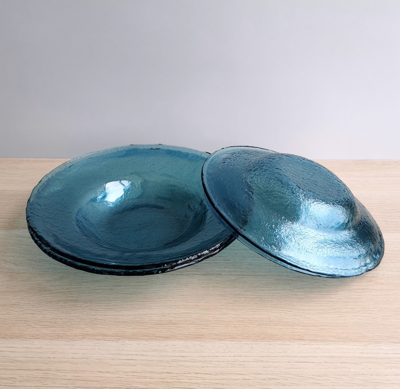 Set of 2 Sky Blue Fused Glass Pasta Bowls. Set of 2 Glass Etsy