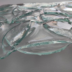 Fused Clear Glass Wall Art Panel With Platinum. Detailed Glass Wall ...