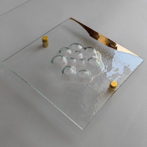 Artistic Fused Clear Glass Wall Art Panel With Gold.  Modern Glass Wall Art. Original Artistic Glass Wall Art. Quadro 13