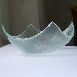 Abstract Modern Fused Glass Salad Bowl. Clear Glass Bowl. Minimalist Glass Dinnerware. Glass Tableware. Geometric Glass Bowl. Fruitbowl M