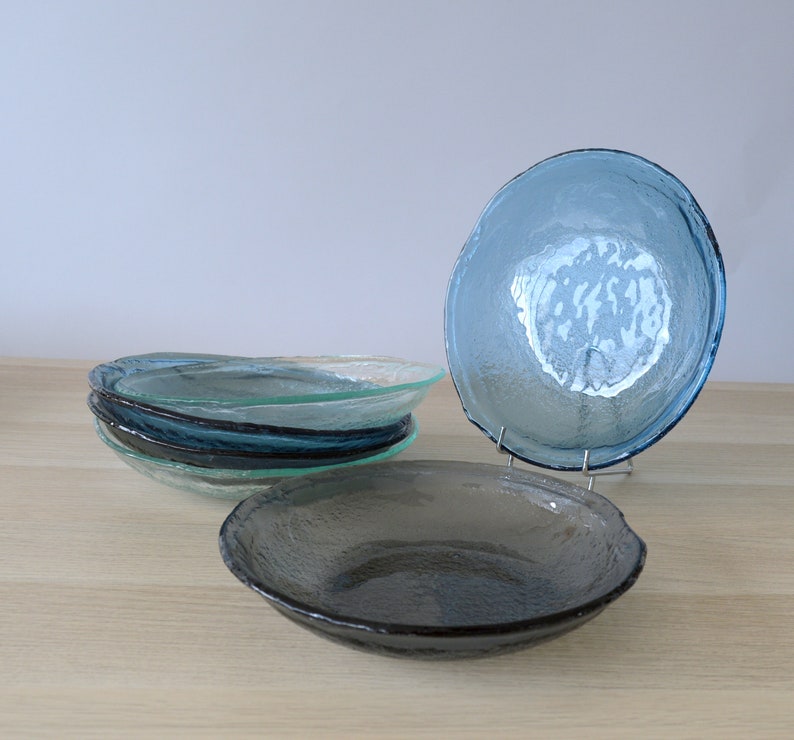 Set of 6 Fused Glass Salad Bowls. Set of 6 Glass Pasta Bowls. Etsy