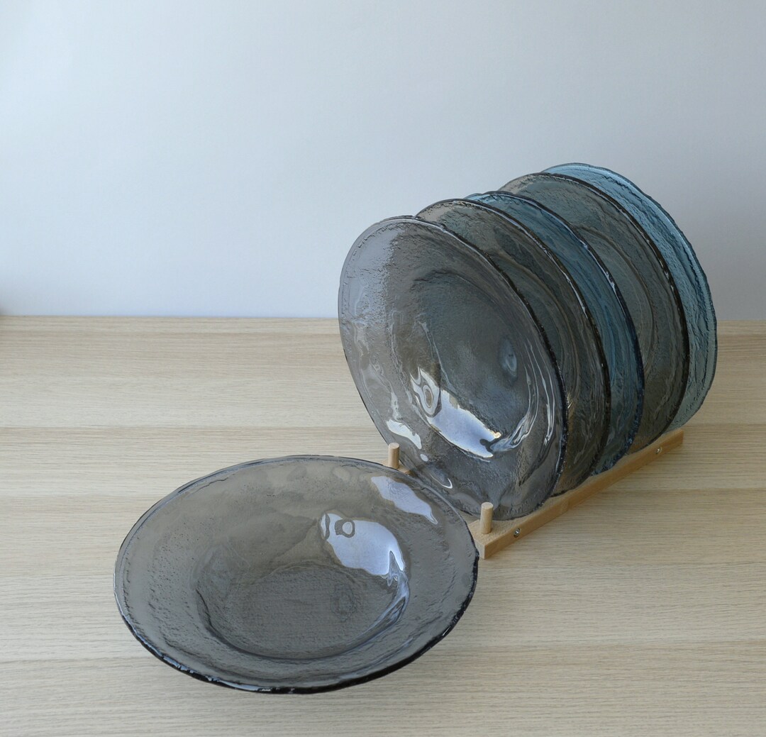 Set of 6 Fused Glass Pasta Bowls M. Set of 6 Glass Salad Bowls. Round