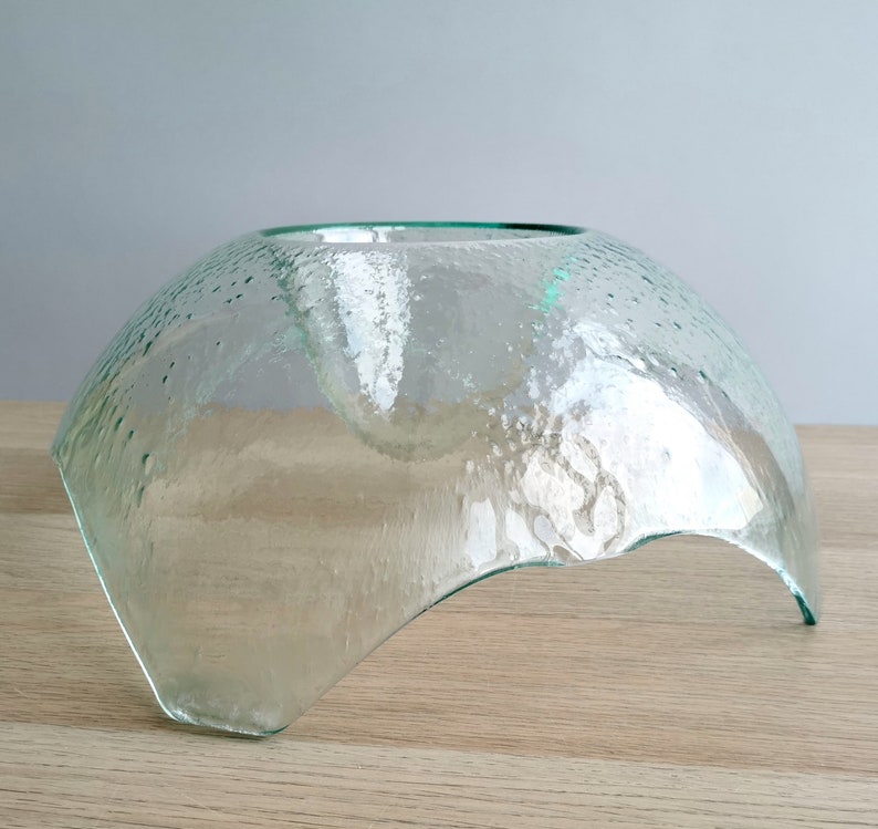 Modern Minimalist Fused Glass Fruit Bowl. Centerpiece Fruit Bowl. Minimalist Clear Glass Bowl. Fused Glass Bowl. Designer Fruit Bowl Sol XXL image 6