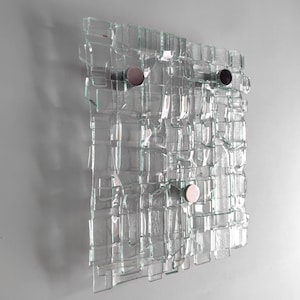 Fused Clear Glass Wall Art Panel. Detailed Glass Wall Panel. Modern Glass Wall Art. Box 11