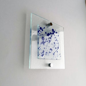 Fused Glass Wall Art: Blue Jackson Pollock Inspired Panel