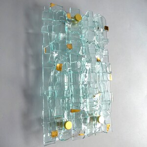 Fused Clear Glass Wall Art Panel With Gold. Detailed Glass Wall Panel ...