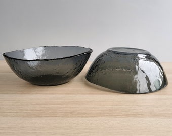 Ensemble de 2 bols à salade en verre fusionné : grande vaisselle artistique