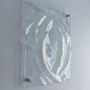 Artistic Clear Fused Glass Wall Art Panel. Detailed Glass Wall Panel. Modern Glass Wall Art. Original Wall Art. Artistic Glass Art. Tex2