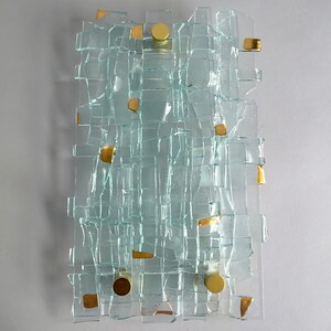 Fused Clear Glass Wall Art Panel With Gold. Detailed Glass Wall Panel ...