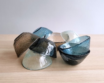 Set of Six Fused Glass Small Ice-Cream Bowls. Small Ice-Cream Bowls. Small Bowls. Minimalist Glass Dessert Bowls Set Vanilla Collection