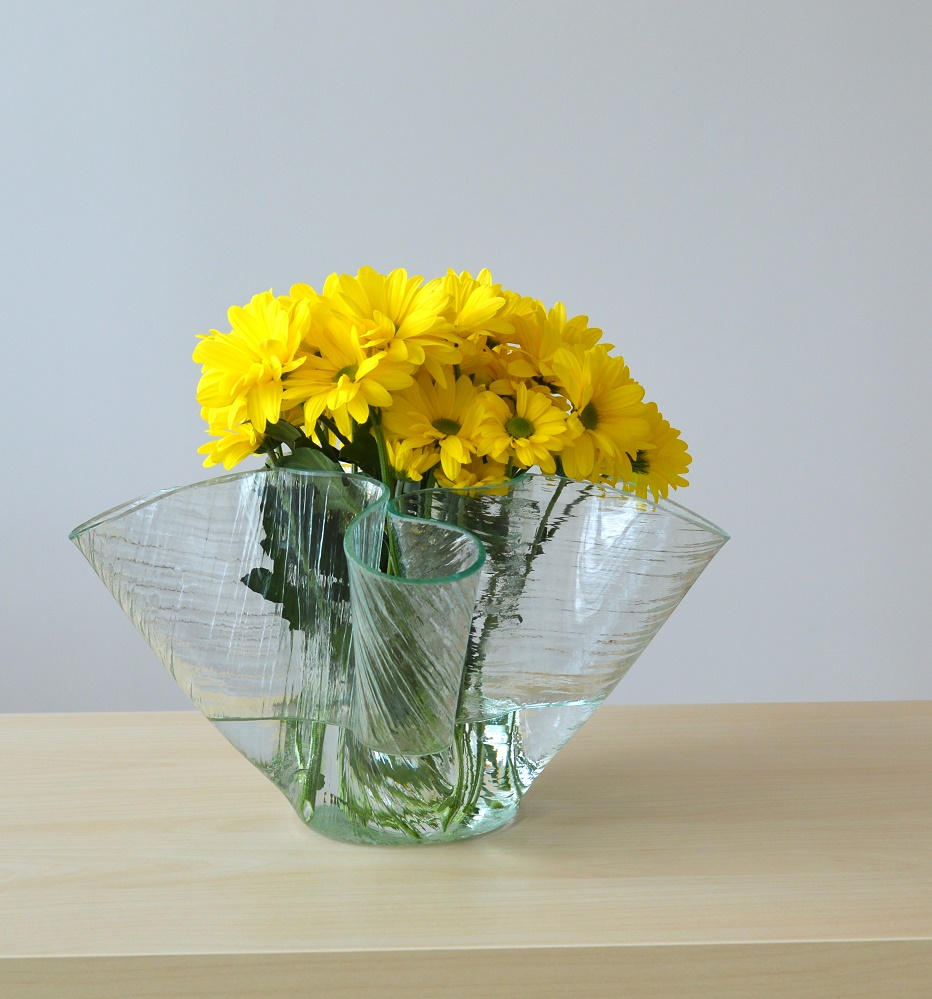 Vase en Verre Fondu Minimaliste Moderne. Mouchoir Vase Verre. Mininaliste. Texturé Transparent. Desi