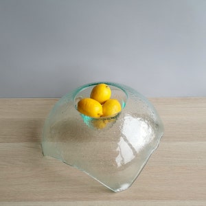 Modern Minimalist Fused Glass Fruit Bowl. Centerpiece Fruit Bowl. Minimalist Clear Glass Bowl. Fused Glass Bowl. Designer Fruit Bowl Sol XXL image 7