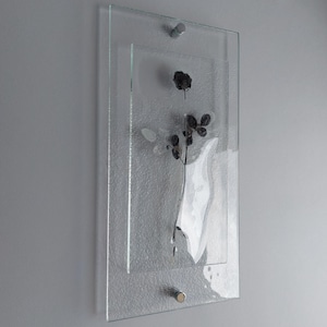 Artistic Fused Clear Glass Wall Art Panel.  Modern Glass Wall Art. Original Artistic Glass Wall Art. Quadro 24