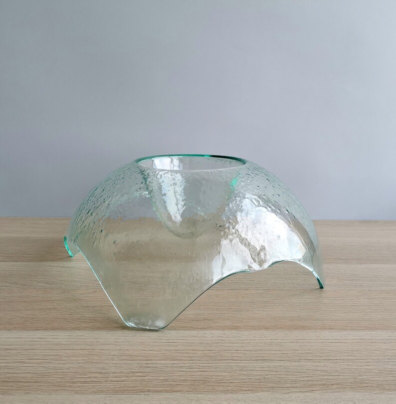 Modern Minimalist Fused Glass Fruit Bowl. Centerpiece Fruit Bowl. Minimalist Clear Glass Bowl. Fused Glass Bowl. Designer Fruit Bowl Sol XXL image 2