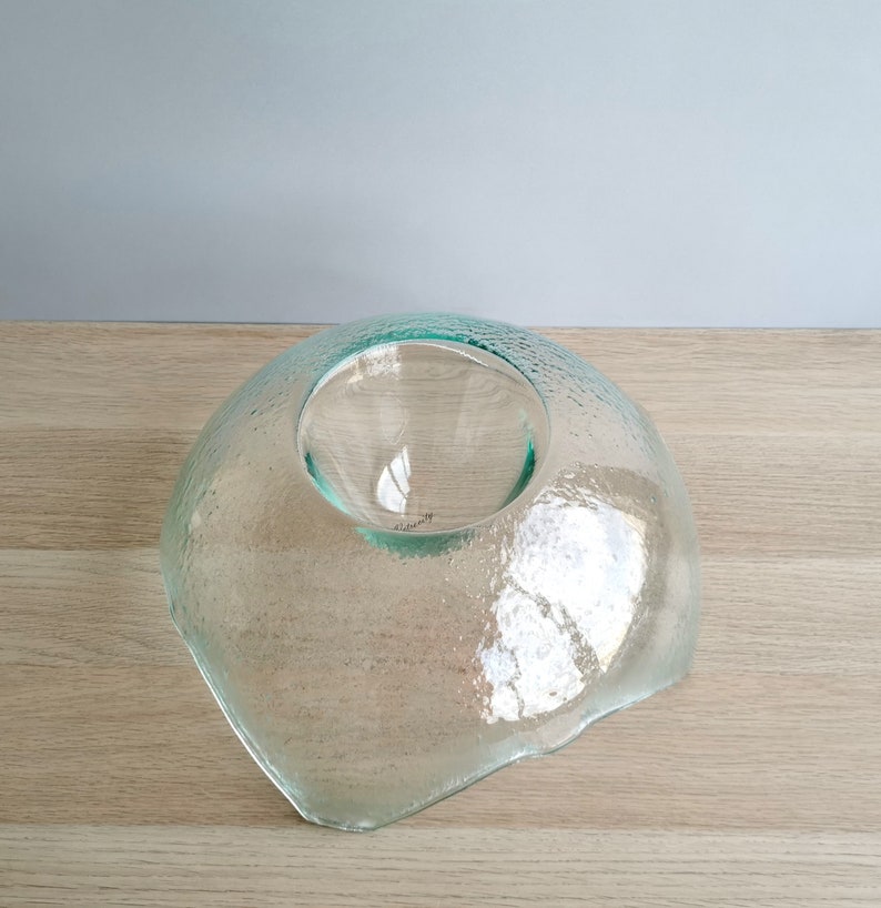 Modern Minimalist Fused Glass Fruit Bowl. Centerpiece Fruit Bowl. Minimalist Clear Glass Bowl. Fused Glass Bowl. Designer Fruit Bowl Sol XXL image 3