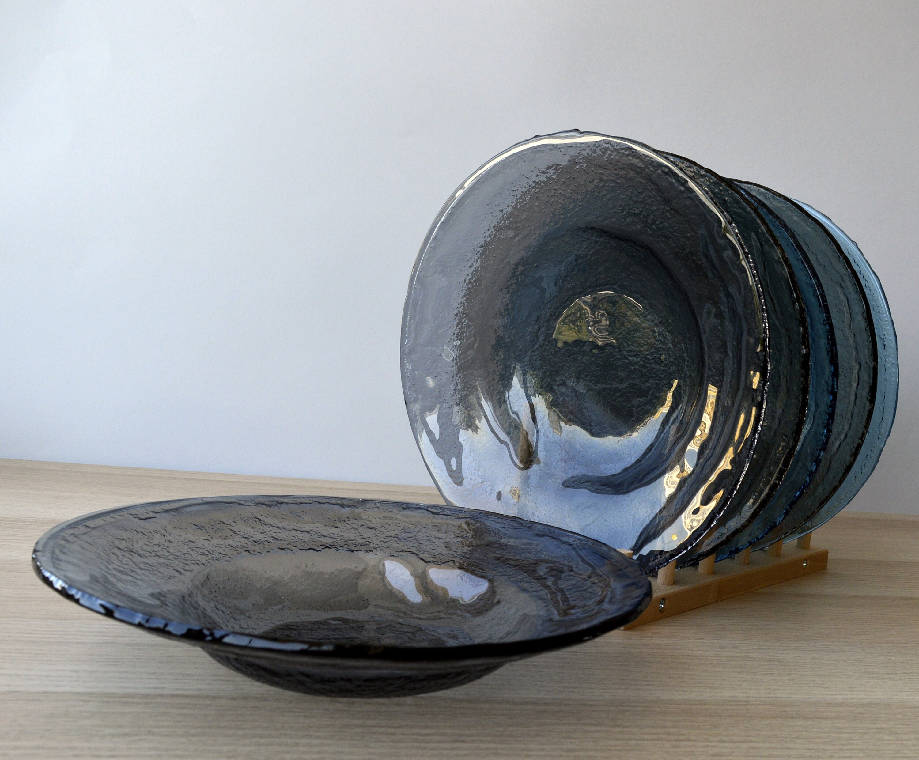 Set of 6 Fused Glass Pasta Bowls M. Set of 6 Glass Salad Etsy UK