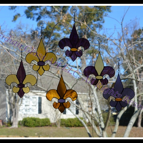 Mardi Gras Fleur De Lis Stained Glass Suncatcher Etsy