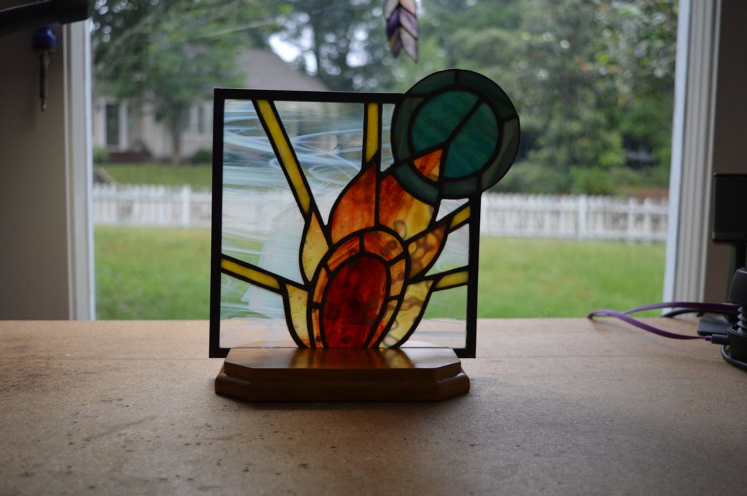 Art Deco Sun Stained Glass Panel / Lamp Etsy