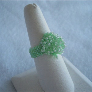 Mint Green Swarovski Crystal Beaded Ring image 4