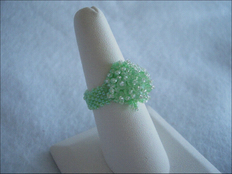 Mint Green Swarovski Crystal Beaded Ring image 4