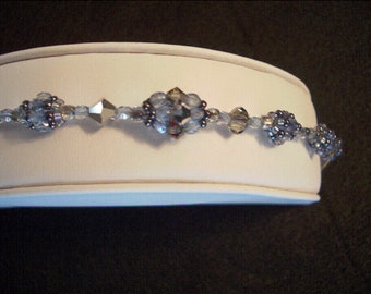 Steel Blue Grey Swarovski Crystal Beaded Bracelet