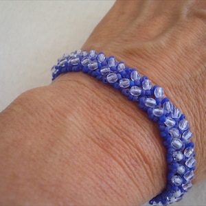 Purple Crystal Beaded Herringbone Bracelet