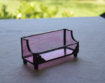 Pink with Clear Stained Glass Business Card Holder