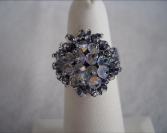 Aurora Borealis Crystal Beaded Ring