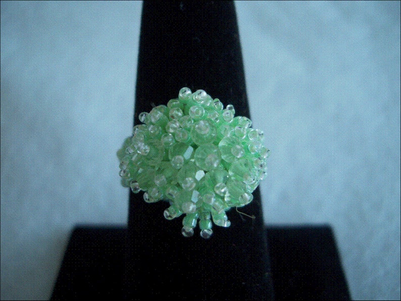 Mint Green Swarovski Crystal Beaded Ring image 5