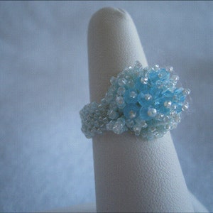 Aquamarine Swarovski Crystal Beaded Ring