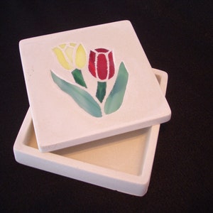 Rose Bud Mosaic Stained Glass Box