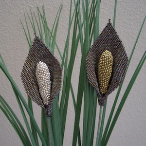 Metallic Bronze Beaded Calla Lilly Flowers