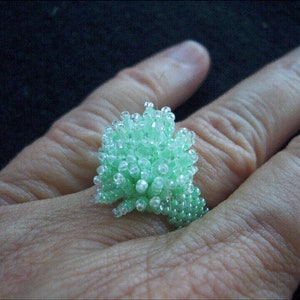 Mint Green Swarovski Crystal Beaded Ring image 1