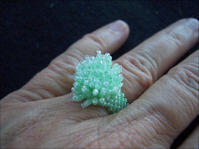 Mint Green Swarovski Crystal Beaded Ring image 1