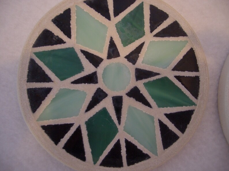 Mosaic Coaster Set Stained Glass Multicolor Geometric Etsy