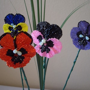 Beaded Pansy Flowers