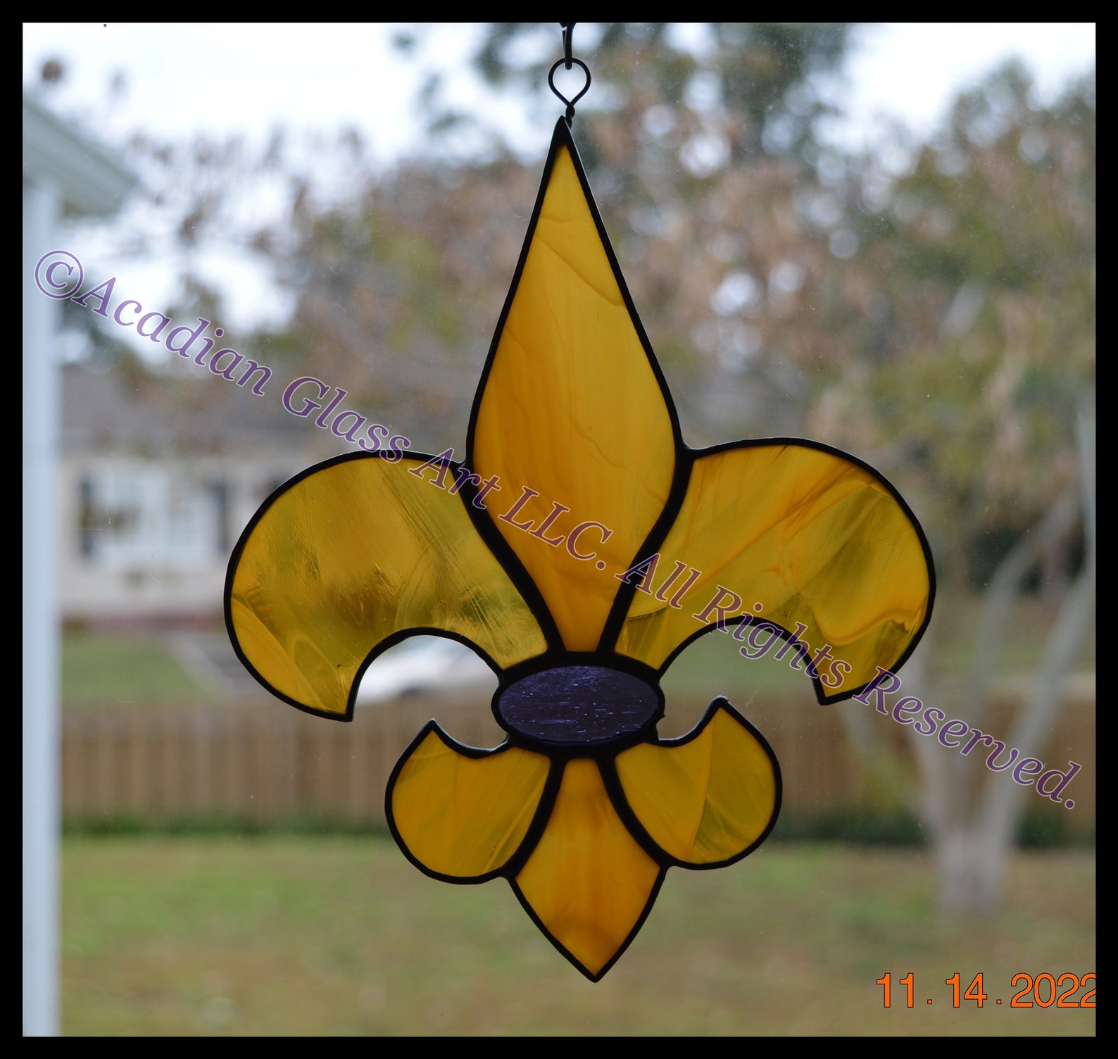 LSU Fleur De Lis Stained Glass Suncatchers Purple and Gold Etsy