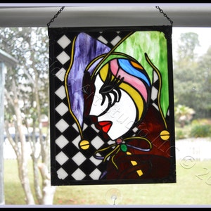 NOLA Jester Stained Glass Panel - AGA Original Design