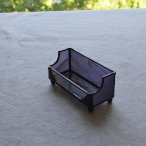 Porta-cartões de visita em vidro colorido roxo e branco