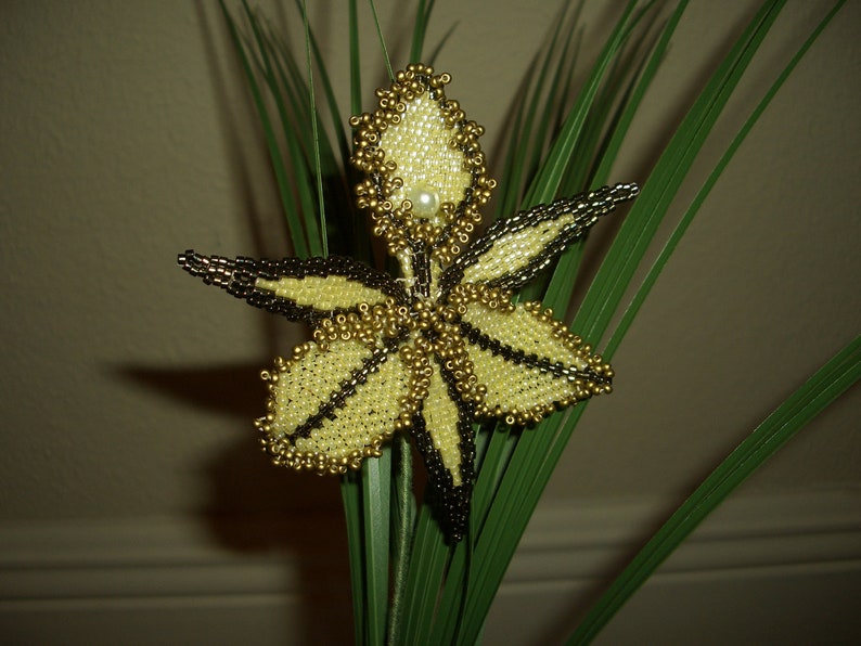 Beaded Orchid Flower Etsy