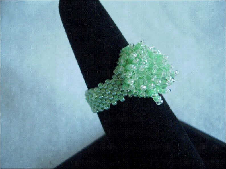 Mint Green Swarovski Crystal Beaded Ring image 3