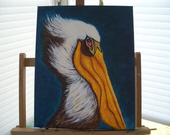 Louisiana Brown Pelican Acrylic Painting