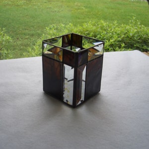 Bevel Stained Glass Candle Holders checkerboard bevel