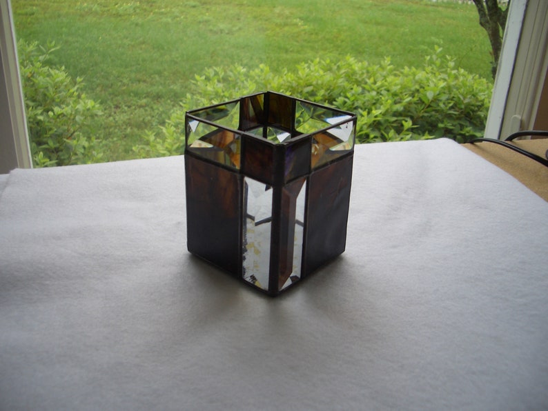 Bevel Stained Glass Candle Holders checkerboard bevel