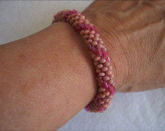 Pink Beaded Bangle Bracelet