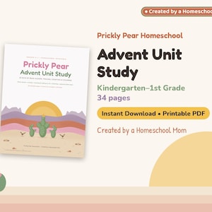 Advent Unit Study Kindergarten 1st Grade, 25 Day Christmas Read-Alouds, Tracing, Counting, Coloring, Homeschool Printable PDF