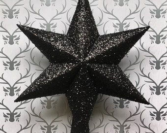 Paper Star Tree Topper. In Glittering Black