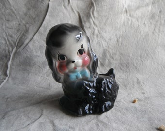 Kitchy Black Ceramic Dog Planter