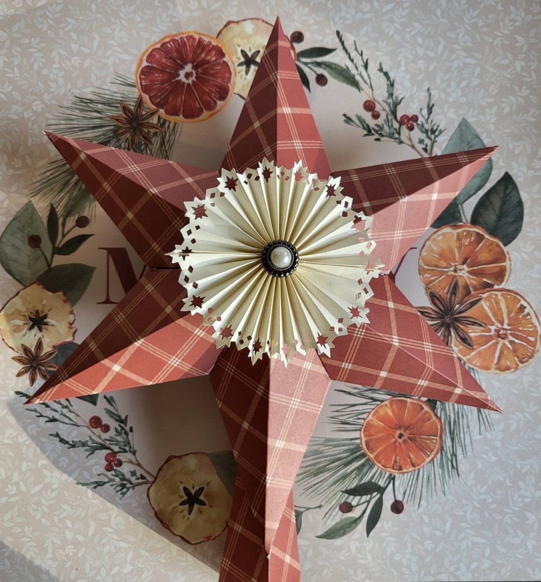 Designer Paper Star Tree Topper. Rustic Red Plaid - Etsy