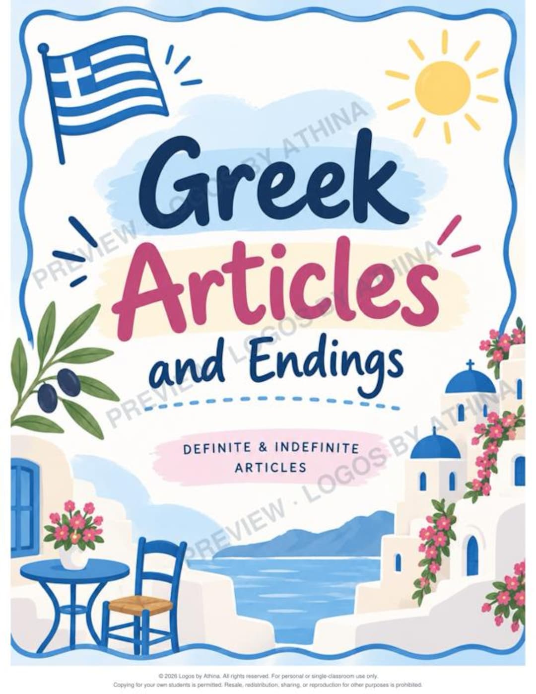 Greek Articles Worksheet Packet: Modern Greek Grammar Charts & Fill-in ...